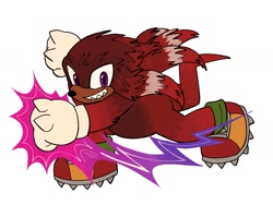 Size: 2000x1500 | Tagged: safe, artist:frostiios, knuckles the echidna, echidna, 2023, bisexual, bisexual pride, holding something, male, pride, punching, simple background, smile, solo, white background