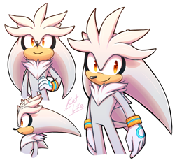 Size: 850x777 | Tagged: safe, artist:ketrin_like, silver the hedgehog, hedgehog, english text, signature, smile, white background, yellow eyes