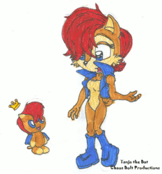 Size: 1179x1266 | Tagged: safe, artist:bellseashell, sally acorn, chao, sally's vest and boots