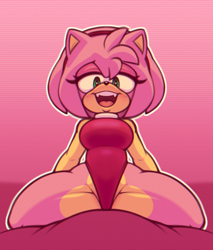 Size: 1772x2079 | Tagged: suggestive, artist:stunnerpony, amy rose, spread legs, swimsuit
