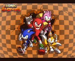 Size: 1223x1000 | Tagged: safe, artist:gen8, amy rose, knuckles the echidna, miles "tails" prower, sonic the hedgehog, sonic boom (tv)
