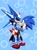 Size: 1464x1991 | Tagged: safe, artist:silasbb25, metal sonic, neo metal sonic, sonic the hedgehog, hedgehog, sonic heroes, 2023, agender, black sclera, blue background, bubbles, carrying them, duo, floppy ears, looking at each other, male, metonic, robot, shipping, signature, simple background, standing