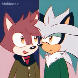 Size: 512x512 | Tagged: safe, ai art, artist:mobians.ai, barry the quokka, silver the hedgehog, gay, shipping, silvarry