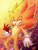 Size: 700x930 | Tagged: semi-grimdark, artist:ketlike, sonic the hedgehog, hedgehog, 2021, abstract background, blood, fleetway, fleetway super sonic, licking lips, lidded eyes, male, outline, smile, solo, super form, tongue out, torn gloves, torn socks