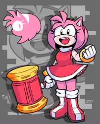Size: 1657x2048 | Tagged: safe, artist:zepiereite, amy rose, amy's halterneck dress, piko piko hammer