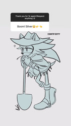 Size: 750x1334 | Tagged: safe, artist:spaceyblue, silver the hedgehog, hedgehog, boom style, monochrome, sonic boom (tv), text