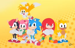 Size: 3100x2000 | Tagged: safe, artist:ericrod1996, amy rose, knuckles the echidna, mighty the armadillo, miles "tails" prower, ray the flying squirrel, sonic the hedgehog, classic amy, classic knuckles, classic sonic, classic tails