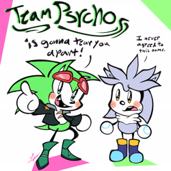Size: 2048x2047 | Tagged: safe, artist:artist-block-alley, scourge the hedgehog, silver the hedgehog, cute, english text