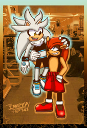 Size: 1161x1704 | Tagged: safe, artist:jennsterjay, mighty the armadillo, silver the hedgehog, gay, shipping, signature, silvmighty