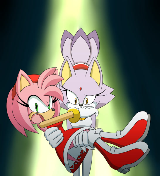 10980 - safe, artist:jalonso980, amy rose, blaze the cat, cat