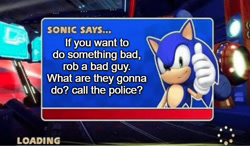 Size: 653x382 | Tagged: safe, sonic the hedgehog, edit, english text, meme, screenshot, solo, sonic says