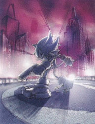 Size: 1324x1719 | Tagged: safe, shadow the hedgehog, hedgehog, gun, holding something, looking at viewer, male, official artwork, shadow the hedgehog (video game), solo, standing, westopolis