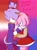 Size: 1528x2048 | Tagged: safe, artist:miscelluneous, amy rose, blaze the cat, cat, hedgehog, 2023, amy x blaze, amy's halterneck dress, bisexual pride, blaze's tailcoat, cute, female, females only, hand on cheek, lesbian, lesbian pride, pride, shipping