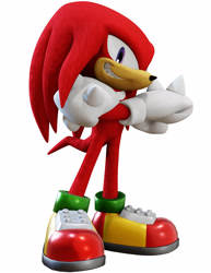 Size: 2048x2659 | Tagged: safe, artist:peppermintsrb2, knuckles the echidna, sonic heroes, 3d, arms folded, looking at viewer, male, remake, simple background, smile, solo, standing, transparent background