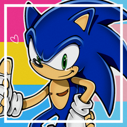Size: 2048x2048 | Tagged: artist needed, safe, sonic the hedgehog, abstract background, heart, icon, male, mobius.social exclusive, pansexual pride, pride flag background, solo, top surgery scars, trans male, trans pride, transgender
