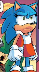 Size: 416x777 | Tagged: safe, artist:dootdootboopedsnoot, sonic the hedgehog, hedgehog, abstract background, edit, eyelashes, female, jacket, looking offscreen, shirt, skirt, solo, standing, trans female, transgender