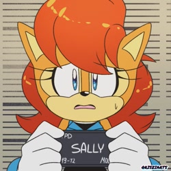 Size: 825x823 | Tagged: safe, artist:artsriszi, sally acorn, barbie mugshot meme, meme