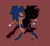 Size: 1591x1454 | Tagged: safe, artist:_kaiimill, shadow the hedgehog, sonic the hedgehog, hedgehog, ace, barefoot, bisexual, bisexual pride, blushing, duo, gay, gloves off, lidded eyes, looking at each other, male, mlm pride, nonbinary, nonbinary pride, outline, red background, shadow x sonic, shipping, signature, simple background, smile, star (symbol), top surgery scars, trans male, trans pride, transgender