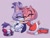 Size: 3835x2909 | Tagged: safe, artist:lemon eyebrows, amy rose, blaze the cat, cat, hedgehog, 2021, amy x blaze, amy's halterneck dress, blaze's tailcoat, cute, eyes closed, female, females only, hugging, lesbian, purple background, shipping, simple background, tail wagging, wagging tail