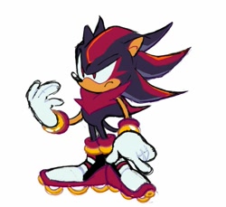 Size: 985x904 | Tagged: safe, artist:marcuslarry627, shadow the hedgehog, frown, looking offscreen, male, simple background, solo, standing, white background