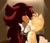 Size: 815x704 | Tagged: safe, artist:anasnchez, miles "tails" prower, shadow the hedgehog, fox, hedgehog, 2023, abstract background, blushing, duo, french kiss, gay, kiss, lidded eyes, looking at each other, male, males only, shadow x tails, shipping, tongue out