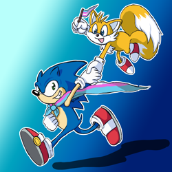 Size: 2048x2048 | Tagged: safe, artist:queerasflux, miles "tails" prower, sonic the hedgehog, cape, duo, female, flag, flying, holding hands, male, outline, pride flag, smile, spinning tails, trans female, trans male, trans pride, transgender