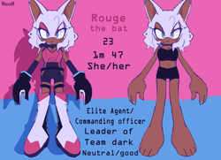 Size: 2048x1483 | Tagged: safe, artist:12neonlit-stage, rouge the bat, bat, abstract background, alternate universe, au:crystallized, character name, clothes, english text, female, pronouns, solo, standing