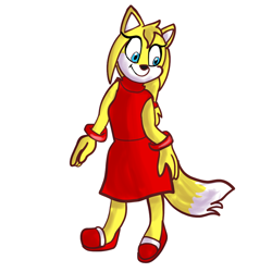 Size: 1000x1000 | Tagged: safe, artist:sketchy--doodles, zooey the fox, fox, female, looking down, simple background, solo, sonic boom (tv), standing, white background