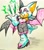 Size: 2048x2340 | Tagged: safe, artist:spoiledskullz, rouge the bat, bat, female, lidded eyes, looking offscreen, markerwork, shattered master emerald piece, signature, smile, solo, sparkles