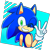 Size: 1300x1300 | Tagged: safe, artist:kjuly, sonic the hedgehog, hedgehog, 2019, abstract background, blushing, bust, clenched teeth, cute, looking at viewer, male, signature, smile, smiling at viewer, solo, sonabetes, v sign, wink, winking at viewer