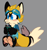 Size: 1029x1087 | Tagged: safe, artist:sugarhog-au, miles "tails" prower, fox, :o, alternate universe, blushing, clothes, fully clothed, goggles, grey background, holding something, looking offscreen, male, mouth open, pawpads, simple background, solo, standing