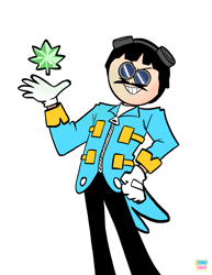 Size: 1579x2048 | Tagged: safe, artist:dinoskarart, human, adult, barely sonic related, crossover, leaf, male, randy marsh, robotnik's coat, simple background, smile, solo, south park, standing, white background