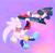 Size: 2048x2008 | Tagged: safe, artist:buckettkun, jet the hawk, silver the hedgehog, bird, hedgehog, abstract background, blushing, duo, english text, extreme gear, flying, gay, hawk, head rest, jet x silver, looking at them, lying on side, male, males only, mid-air, pointing, shipping, telekinesis
