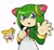 Size: 1694x1550 | Tagged: safe, artist:zombioutbreax, cosmo the seedrian, miles "tails" prower, fox, seedrian, 2023, blushing, drooling, duo, female, females only, half r63 shipping, heart, lesbian, looking at them, looking at viewer, shipping, simple background, smile, standing, tailsmo, waving, white background