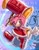 Size: 1235x1566 | Tagged: safe, artist:thescroingle, amy rose, hedgehog, 2023, abstract background, character name, dress, english text, female, hammer, holding something, looking back, piko piko hammer, smile, solo
