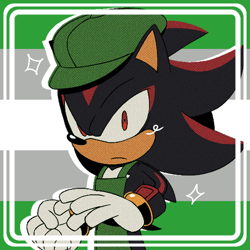 Size: 768x768 | Tagged: safe, artist:homophobic-sonic, shadow the hedgehog, hedgehog, the murder of sonic the hedgehog, edit, frown, grayromantic, grayromantic pride, icon, looking at viewer, male, pride flag background, solo, sparkles