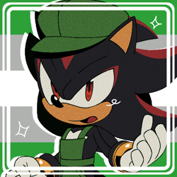 Size: 768x768 | Tagged: safe, artist:homophobic-sonic, shadow the hedgehog, hedgehog, the murder of sonic the hedgehog, edit, grayromantic, grayromantic pride, icon, looking offscreen, male, mouth open, pride flag background, solo, sparkles