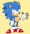 Size: 965x1103 | Tagged: safe, artist:homophobic-sonic, sonic the hedgehog, hedgehog, sonic mania adventures, 2022, chest fluff, claws, edit, fingerless gloves, looking at viewer, male, pawpads, simple background, smile, solo, standing, trans male, transgender, waving, yellow background