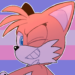 Size: 500x500 | Tagged: safe, artist:icon-oclasts, miles "tails" prower, fox, edit, icon, outline, pride flag background, solo, trans pride, transgender, wink