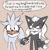Size: 800x800 | Tagged: safe, artist:chippuyon, infinite the jackal, silver the hedgehog, hedgehog, jackal, beige background, blushing, cute, dialogue, duo, english text, eyelashes, gay, holding hands, infinibetes, male, males only, shipping, silvabetes, silvinite, simple background, speech bubble, standing, wagging tail