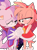 Size: 540x737 | Tagged: safe, artist:artyyline, amy rose, blaze the cat, cat, hedgehog, 2018, amy x blaze, amy's halterneck dress, blaze's tailcoat, clothes, cute, dress, female, females only, holding hands, lesbian, shipping