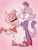 Size: 540x720 | Tagged: safe, artist:artyyline, amy rose, blaze the cat, cat, hedgehog, 2018, amy x blaze, amy's halterneck dress, blaze's tailcoat, blushing, clothes, cute, dress, eyes closed, female, females only, holding hands, lesbian, shipping