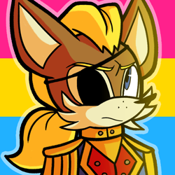 Size: 2048x2048 | Tagged: safe, artist:feeble-minded-little-gay, antoine d'coolette, frown, looking at viewer, male, outline, pansexual pride, pride, pride flag background, solo