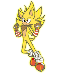 Size: 1638x2048 | Tagged: safe, artist:feeble-minded-little-gay, sonic the hedgehog, super sonic, hedgehog, clenched fists, flying, male, simple background, smile, solo, sonic boom (tv), super form, white background