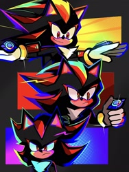 Size: 1536x2048 | Tagged: safe, artist:kuroiyuki96, shadow the hedgehog, hedgehog, sonic prime, abstract background, holding something, male, solo