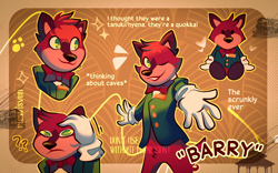 Size: 1280x800 | Tagged: safe, artist:risavisven, barry the quokka, the murder of sonic the hedgehog, character name, english text, heart, outline, question mark, quokka, smile, solo, standing