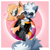 Size: 2000x2000 | Tagged: safe, artist:yoshiyoshi700, tangle the lemur, whisper the wolf, lemur, wolf, 2023, abstract background, blushing, cute, duo, female, females only, heart, hugging, lesbian, lesbian pride, pride, shipping, smile, tangabetes, tangle x whisper, whispabetes