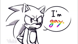 Size: 1280x720 | Tagged: artist needed, safe, sonic the hedgehog, hedgehog, dialogue, english text, gay, male, simple background, solo, speech bubble, white background, youtube thumbnail