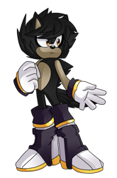 Size: 1317x2000 | Tagged: safe, artist:pinkiteru, oc, oc:nash the porcupine, porcupine, 2015, black fur, boots, frown, looking offscreen, oc only, outline, simple background, solo, standing, transparent background, yellow eyes