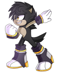 Size: 1181x1418 | Tagged: safe, artist:pinkiteru, oc, oc:nash the porcupine, porcupine, 2015, black fur, boots, hand behind head, lidded eyes, looking offscreen, male, mouth open, oc only, simple background, solo, transparent background, yellow eyes